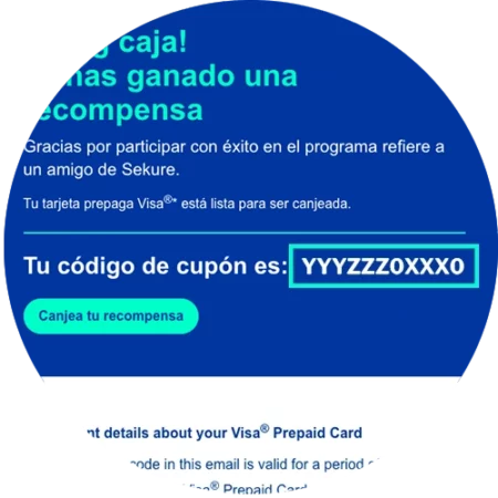 Copia el código de cupón único que figura en el correo electrónico.
