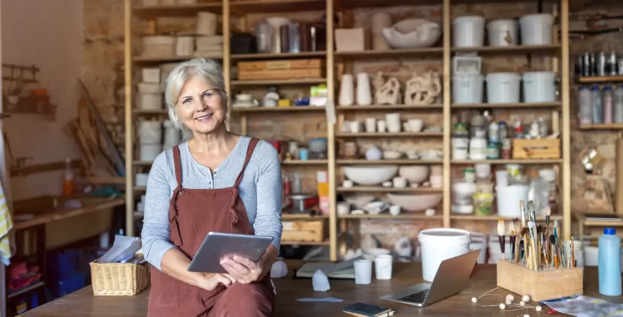 Business owner using technology to grow her business.